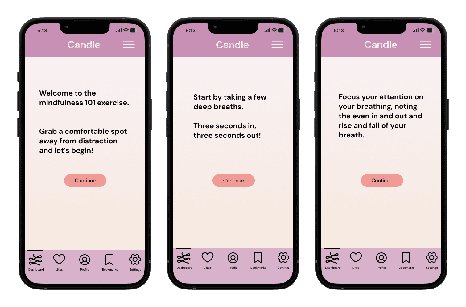 Candle user testing session, screen 3
